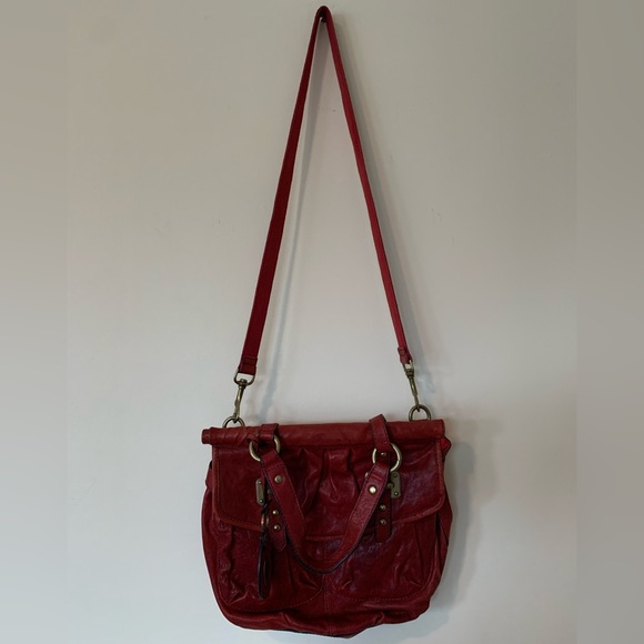Fossil crossbody/shoulder bag, leather, Vintage, red leather, mailman style Bag - Picture 5 of 15